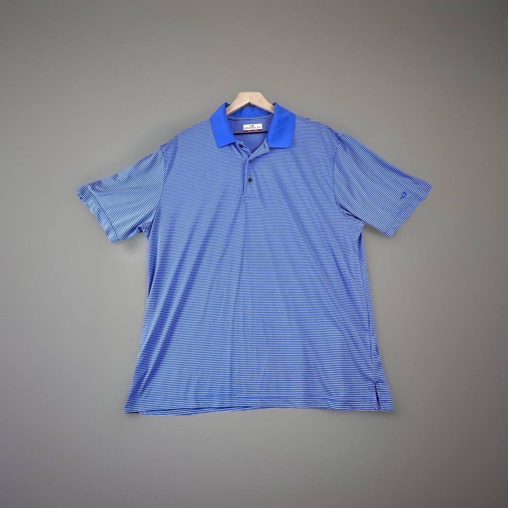 Grand Slam Performance Men's Blue Black Striped Short Sleeve Golf Polo Shirt 2XL